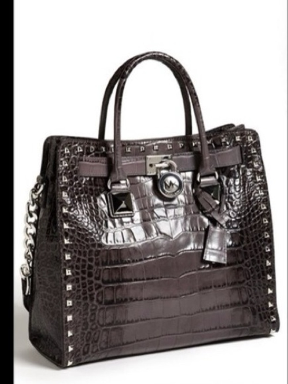 Michael Kors Studded Croc Embossed Hamilton Shoulder Bag